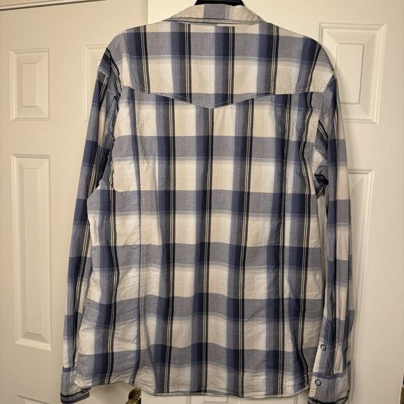 BKE Buckle Shirt Mens 2XL Blue Cream Plaid Button Up Long Sleeve Slim Fit - Picture 5 of 9